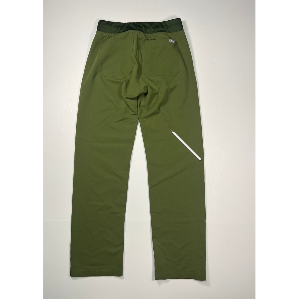 FIGS Scrub Pants Women XS Olive Green Straight Leg Red Drawstring - Picture 2 of 10